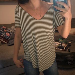 Army green striped top